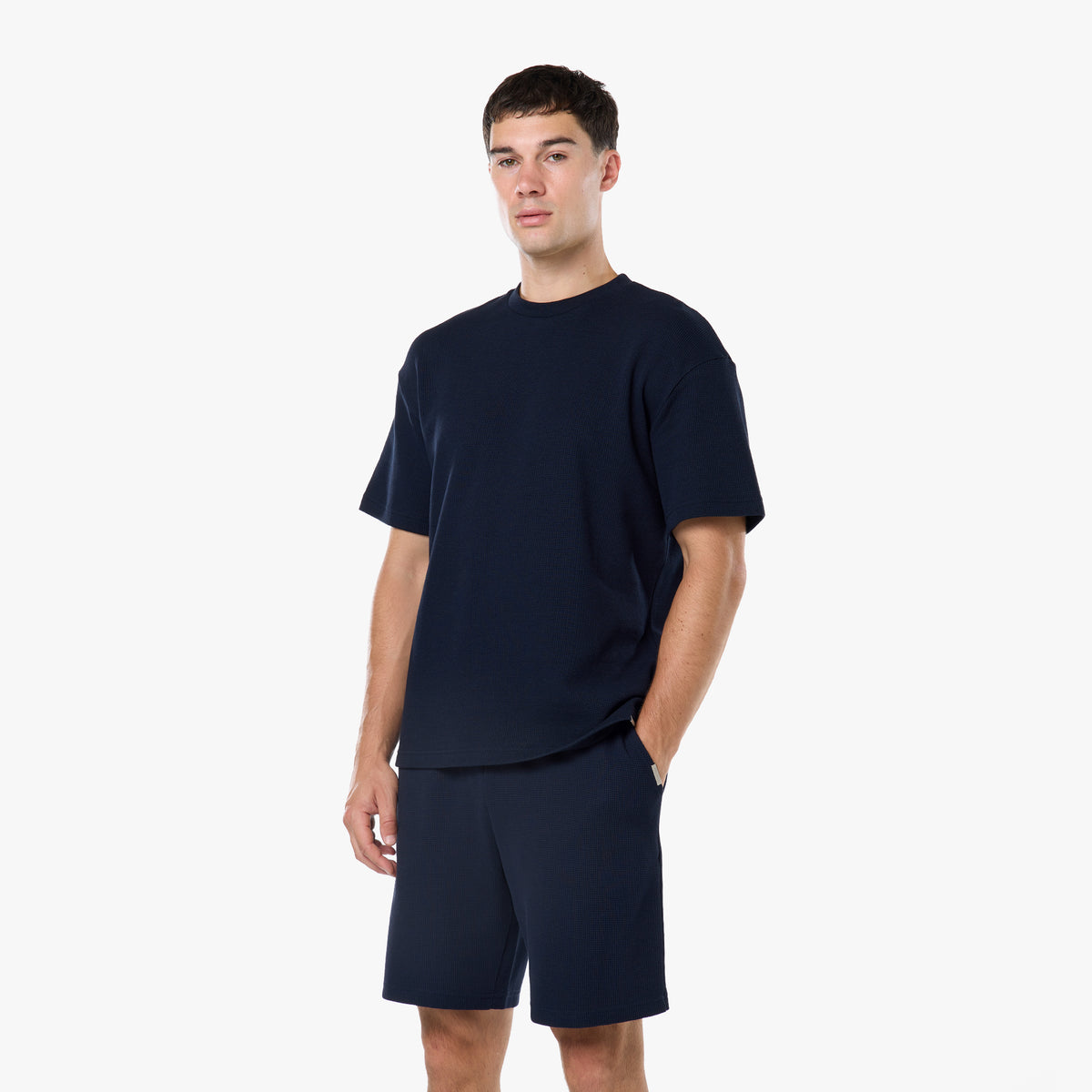 Waffle Knit T-Shirt Twinset | Dark Navy – Closure London
