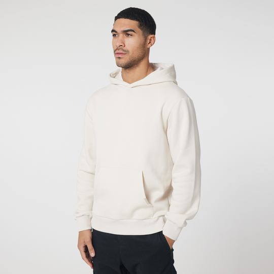 Men's Light Stone Relaxed Fit Hoodie Closure London Front View