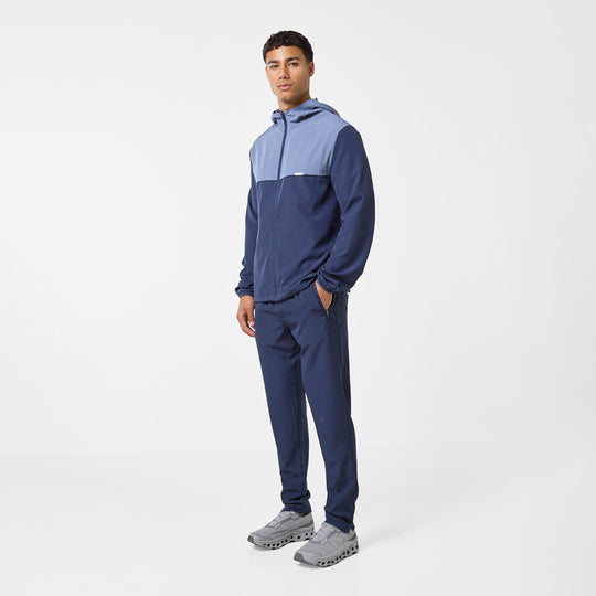 Men's Navy/Blue Premium Performance Tracksuit Closure London Front View