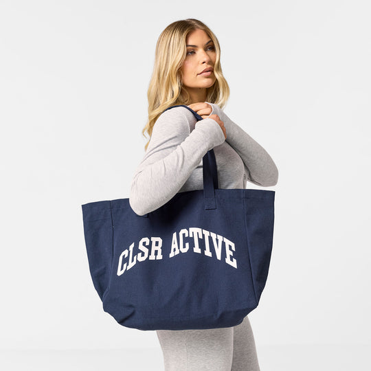 Women's Navy CLSR Active Heavyweight Tote Bag Closure London Front View