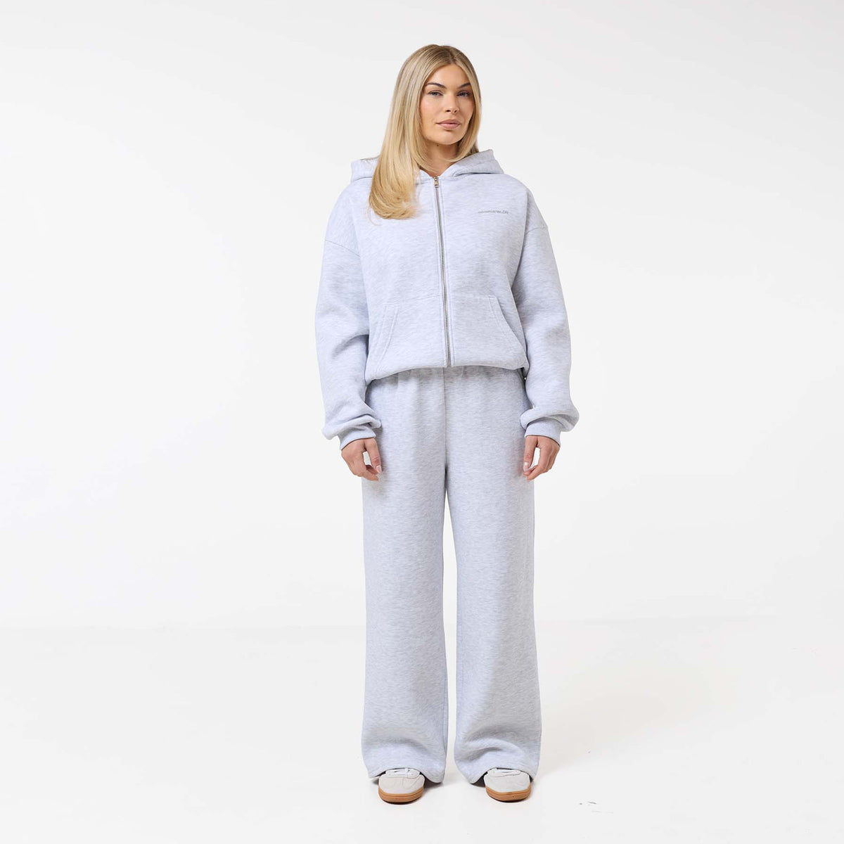 Tonal Core Logo Zip Open Hem Tracksuit | Grey Marl – Closure London