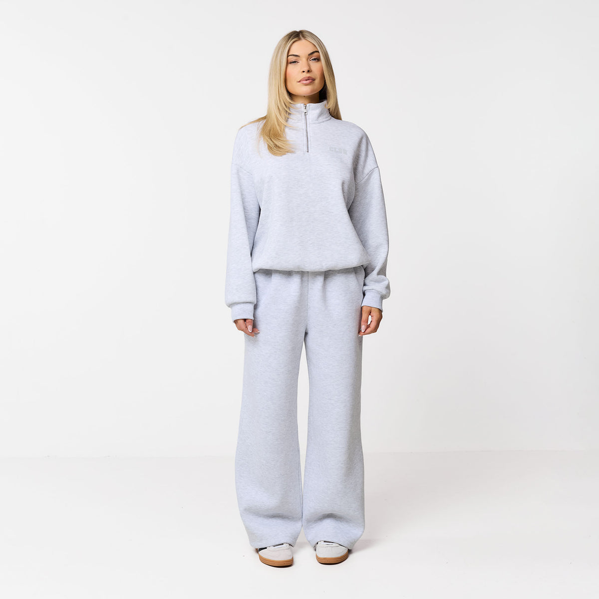 Collegiate 1/4 Zip Tracksuit | Grey Marl – Closure London