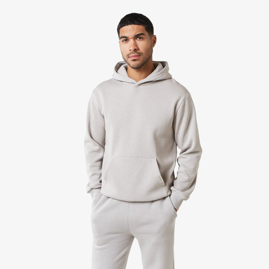 Men's Stone Relaxed Fit Hoodie Closure London Front View