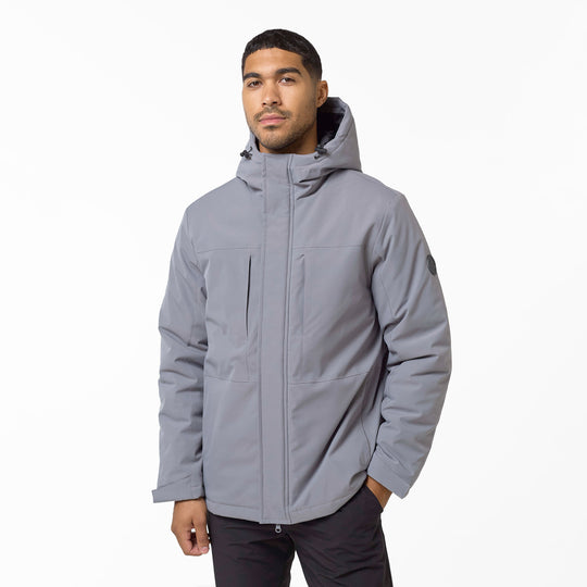 Men's Mid Grey Panel Parka Closure London Front View