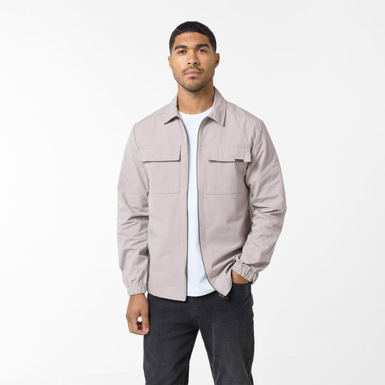 Men's Dark Stone Smart Utility Overshirt Closure London Front View