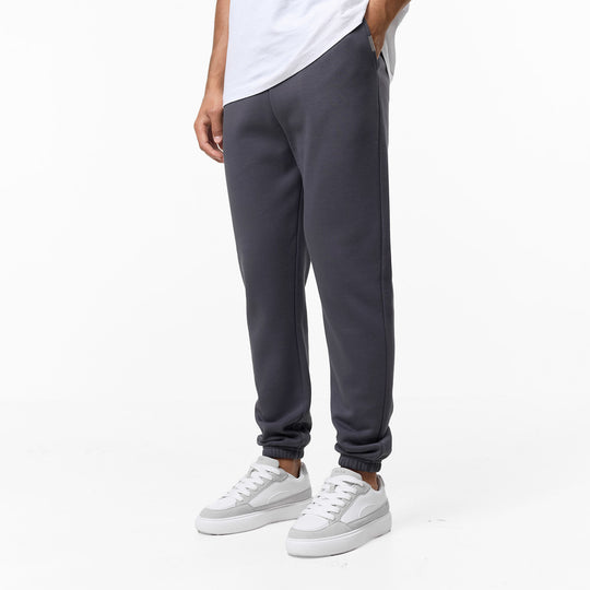 Men's Dark Grey Relaxed Fit Cuffed Jogger Closure London Front View