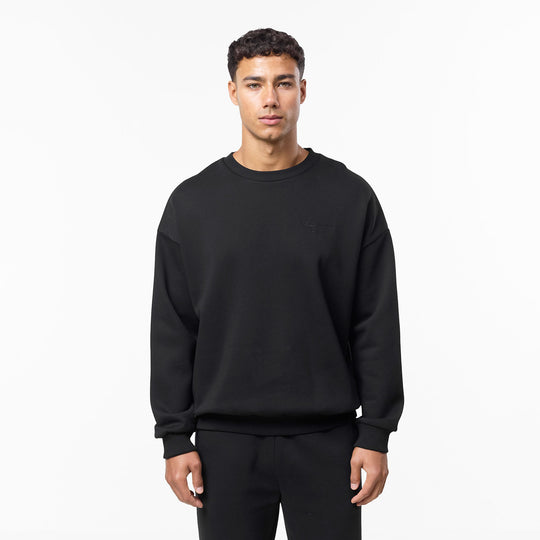 Men's Black Tonal Signature Sweatshirt Closure London Front View
