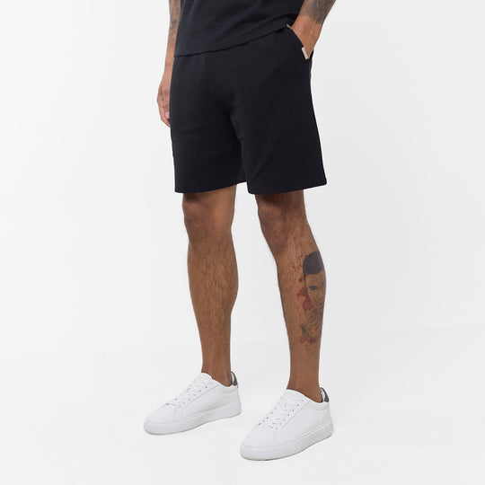 Men's Black Tonal Knit Short Closure London Front View