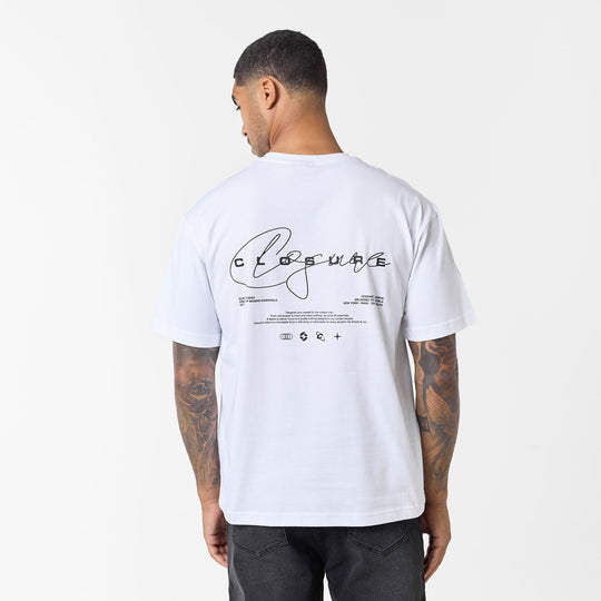 Men's White Signature Studios T-Shirt Closure London Front View