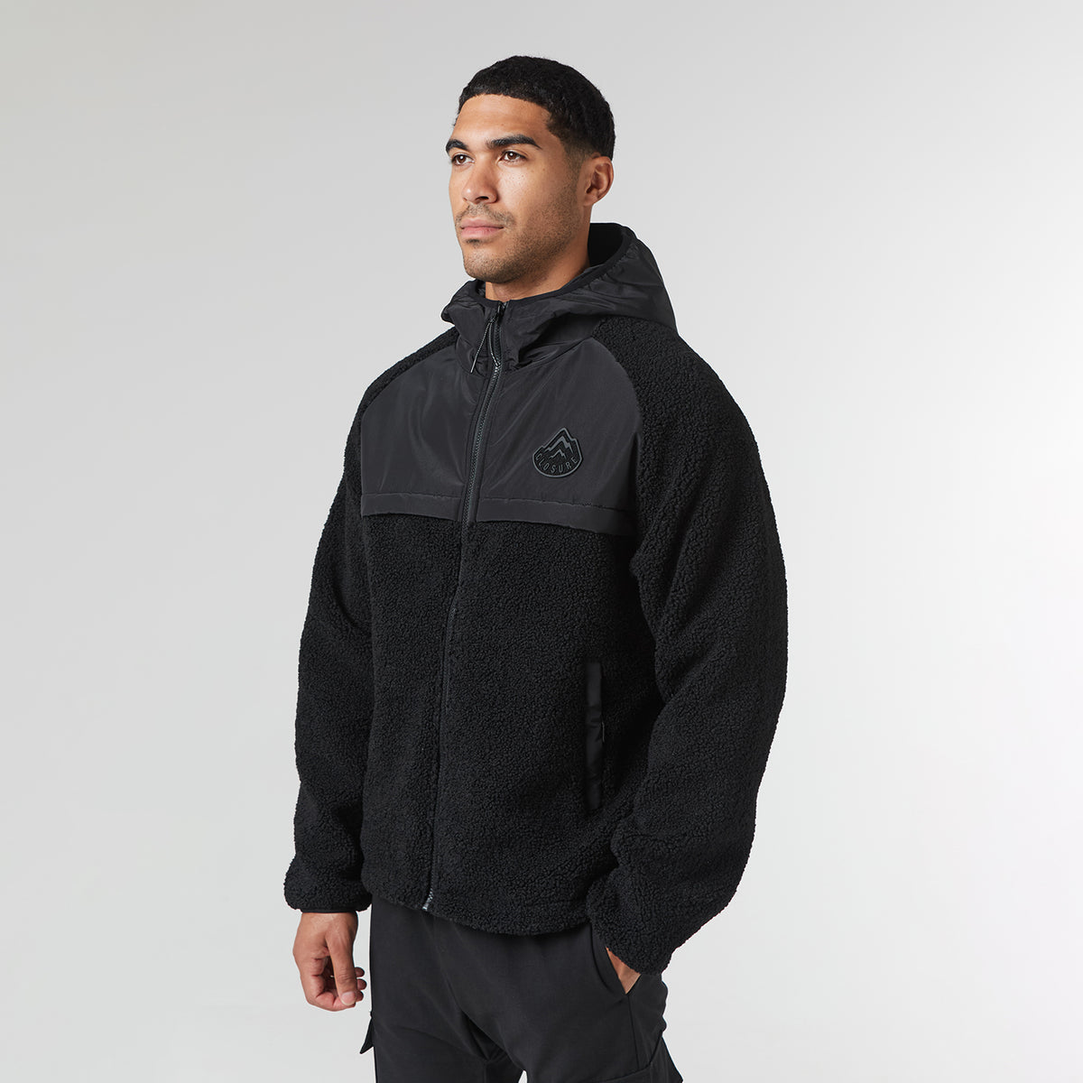 Crinkle Borg Panel Jacket | Black – Closure London