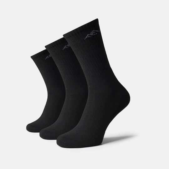 Men's Black 3-Pack Core Performance Socks Closure London Front View