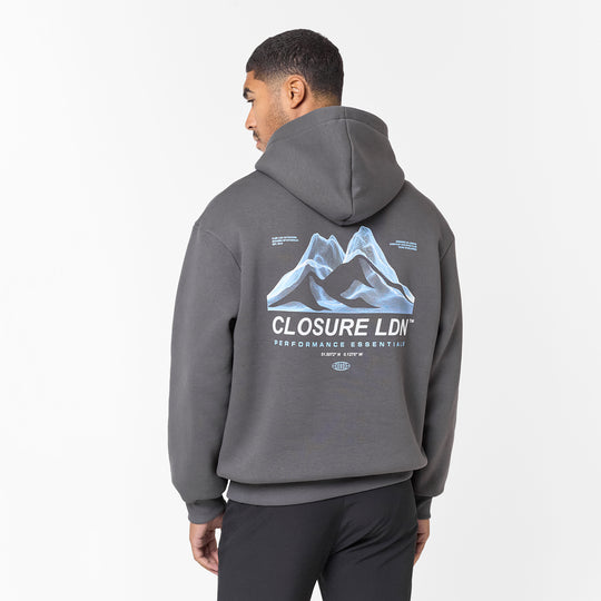 Men's Charcoal CLSR Outdoors Hoodie Closure London Front View