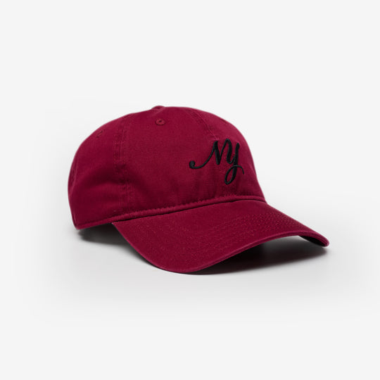 Women's Red NY City Script Cap Closure London Front View