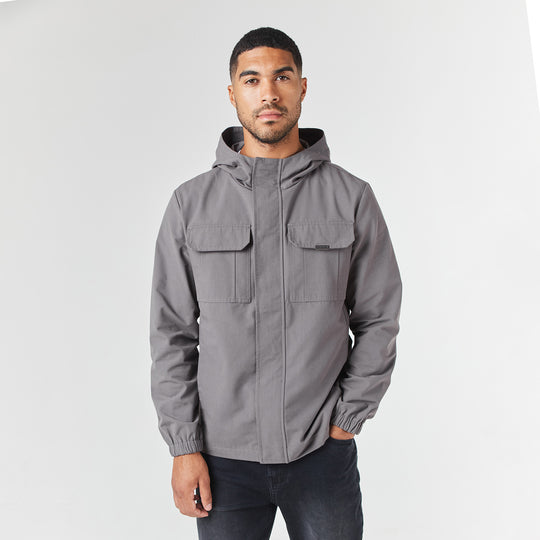 Men's Charcoal Premium Ripstop Jacket Closure London Front View