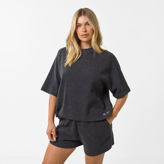 Women's Charcoal Soft Knit Twinset Closure London Front View