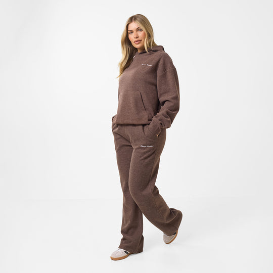Women's Coffee Soft Knit Tracksuit Closure London Front View
