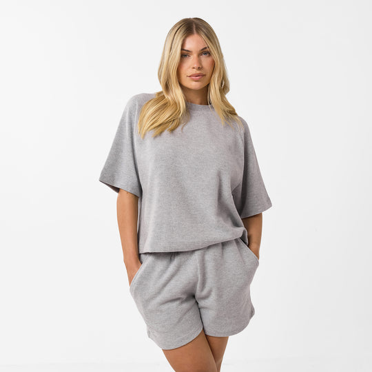 Women's Grey Marl Soft Knit Twinset Closure London Front View