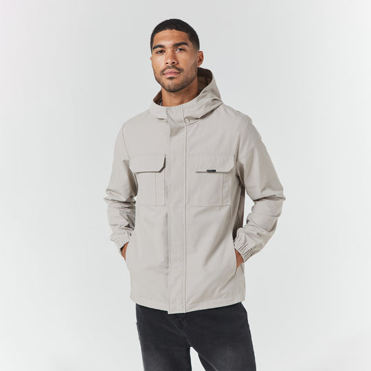 Men's Stone Premium Ripstop Jacket Closure London Front View
