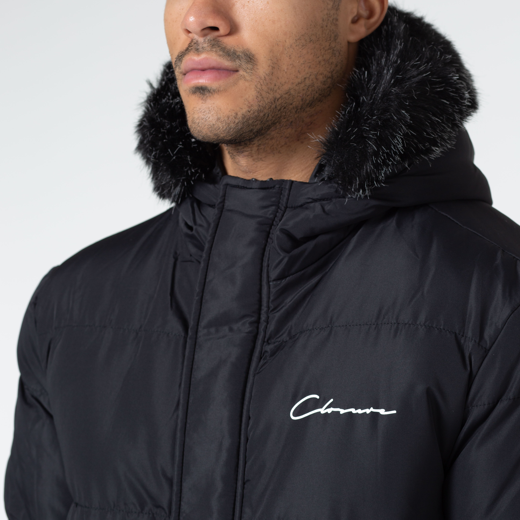 Mens puffer parka 2025 with fur hood