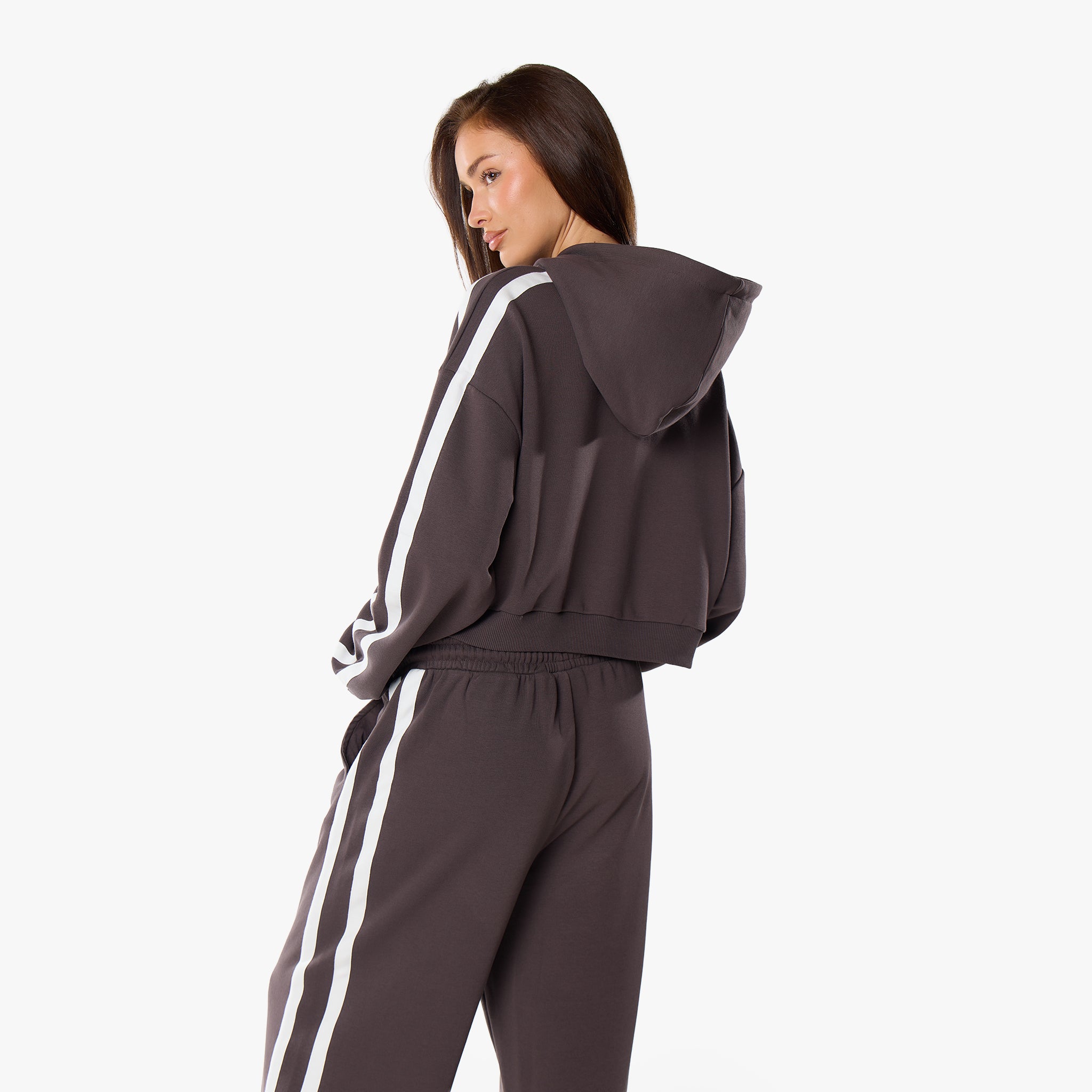 Stripe Full Zip Hoodie | Espresso – Closure London