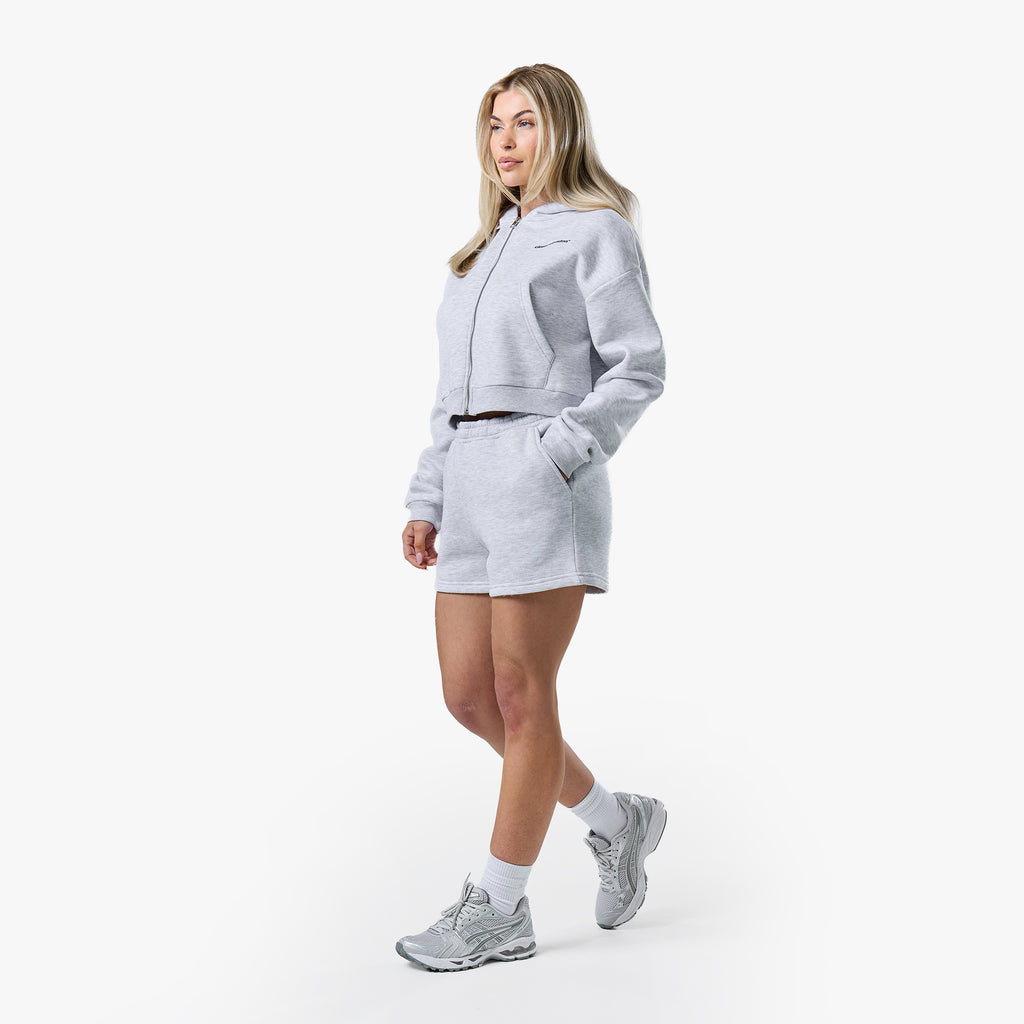 Stacked Cropped Hoodie Twinset | Grey Marl – Closure London