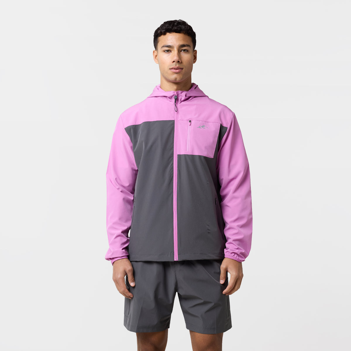 Contrast Tech Windbreaker Twinset | Pink/Charcoal – Closure London
