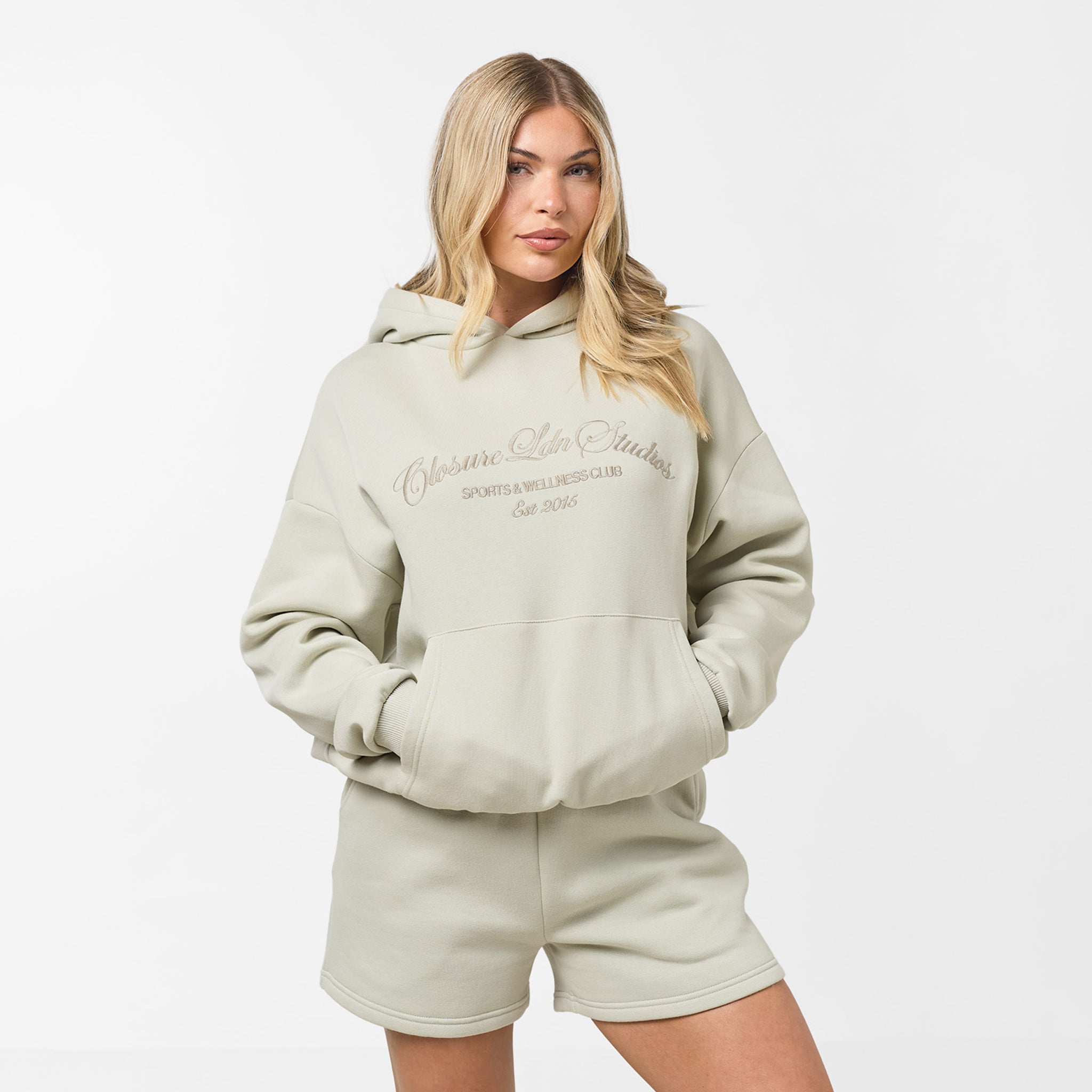 Tonal Script Hood Twinset Pistachio