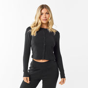 Closure London, Ribbed Button Up Top | Black