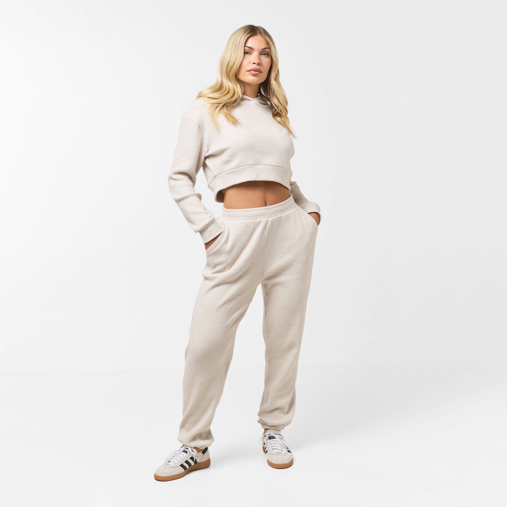 Ribbed Knitted Tracksuit Oat