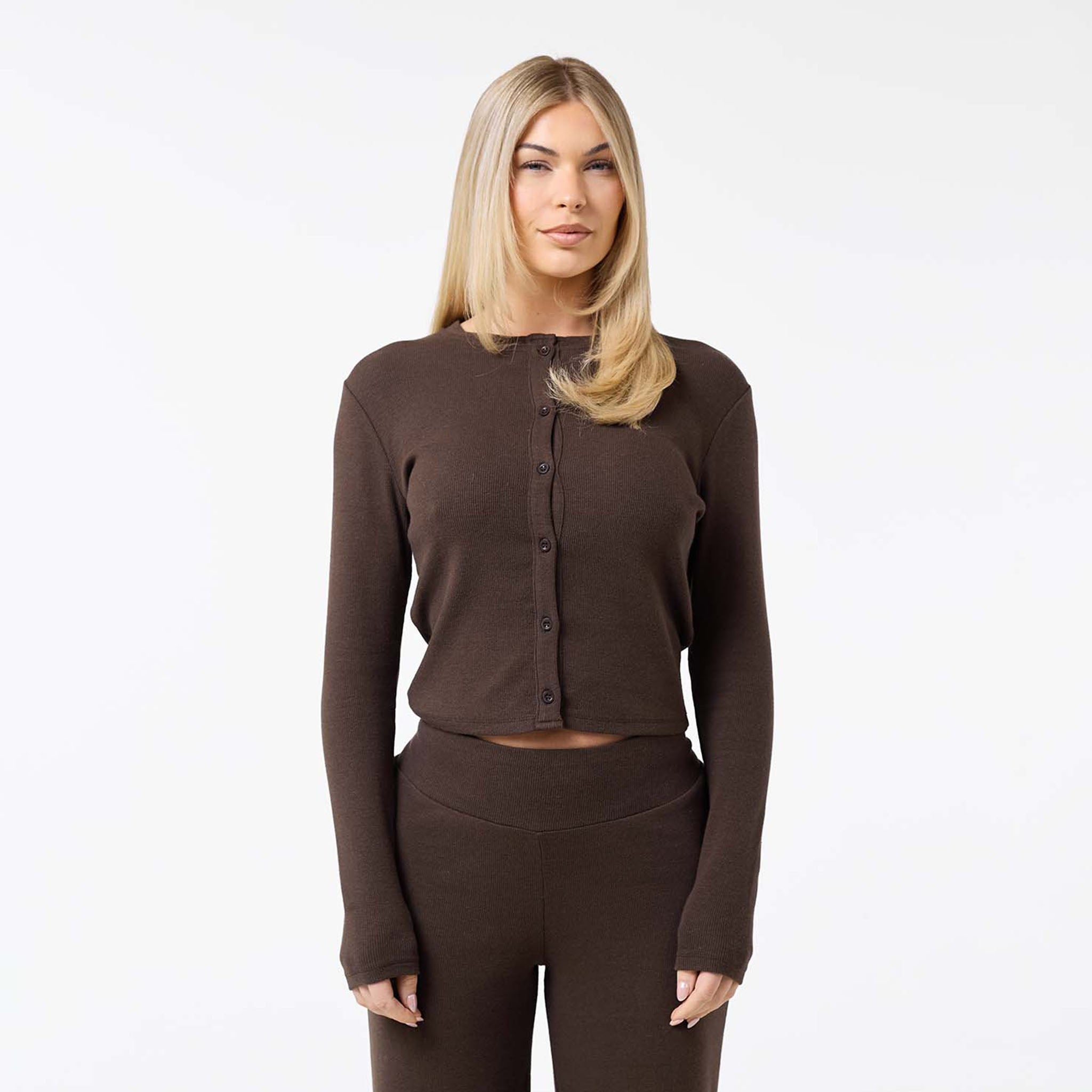 Ribbed Open Hem Set | Coffee – Closure London