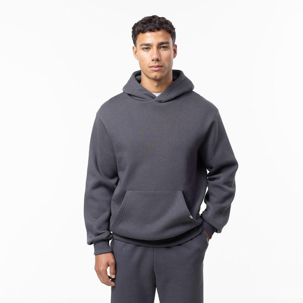 Men's  Dark Grey Relaxed Fit Hoodie  Closure London  Front View