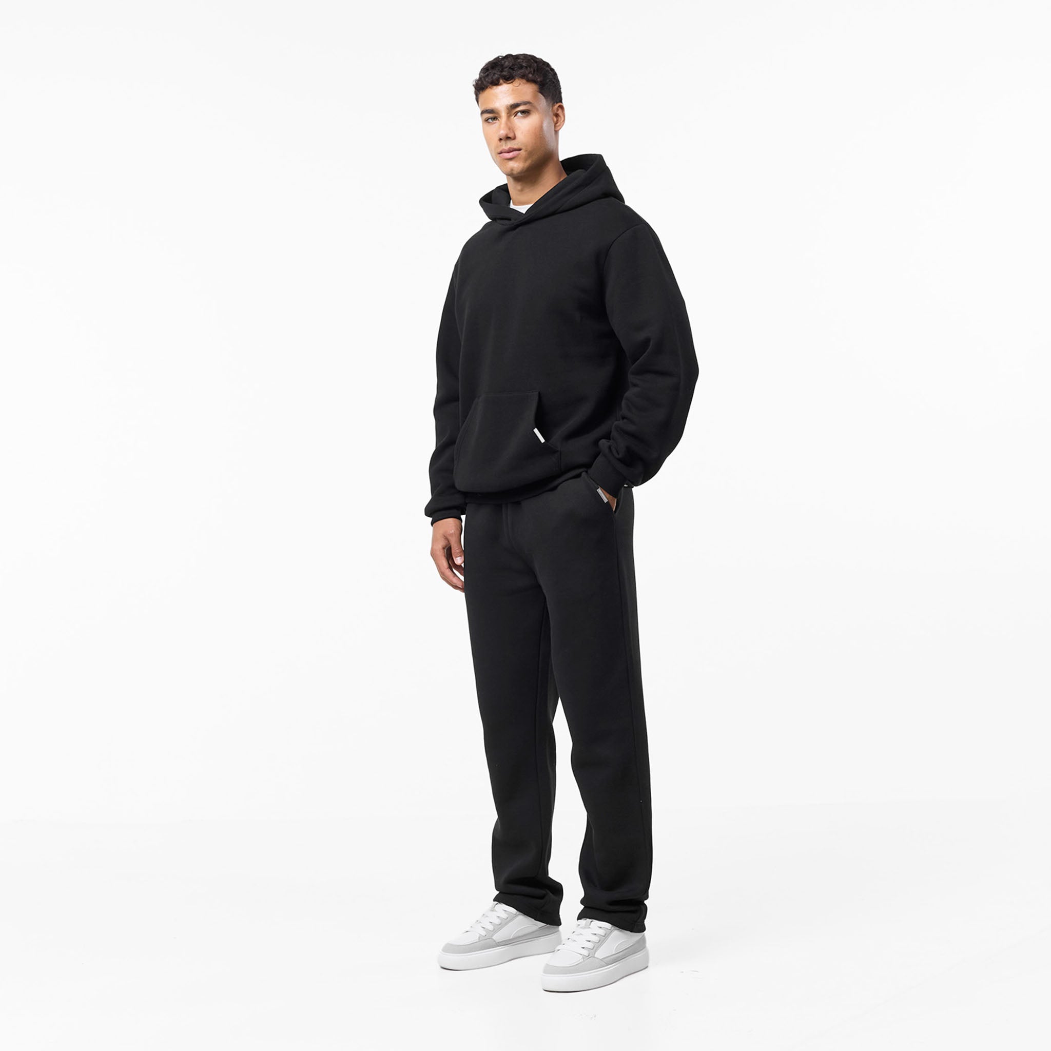 Relaxed Fit Open Hem Tracksuit Black - Main Image