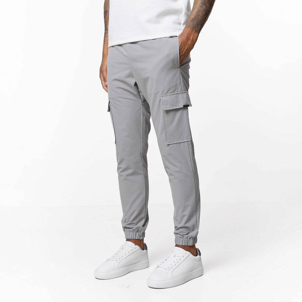 Men's  Ice Grey Smart Utility Cargo Pant  Closure London Front View