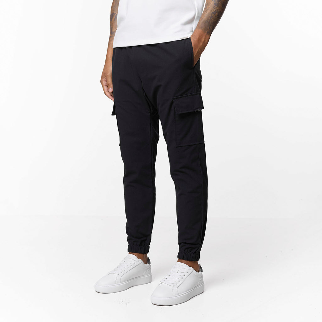 Men's  Black Smart Utility Cargo Pant  Closure London Front View