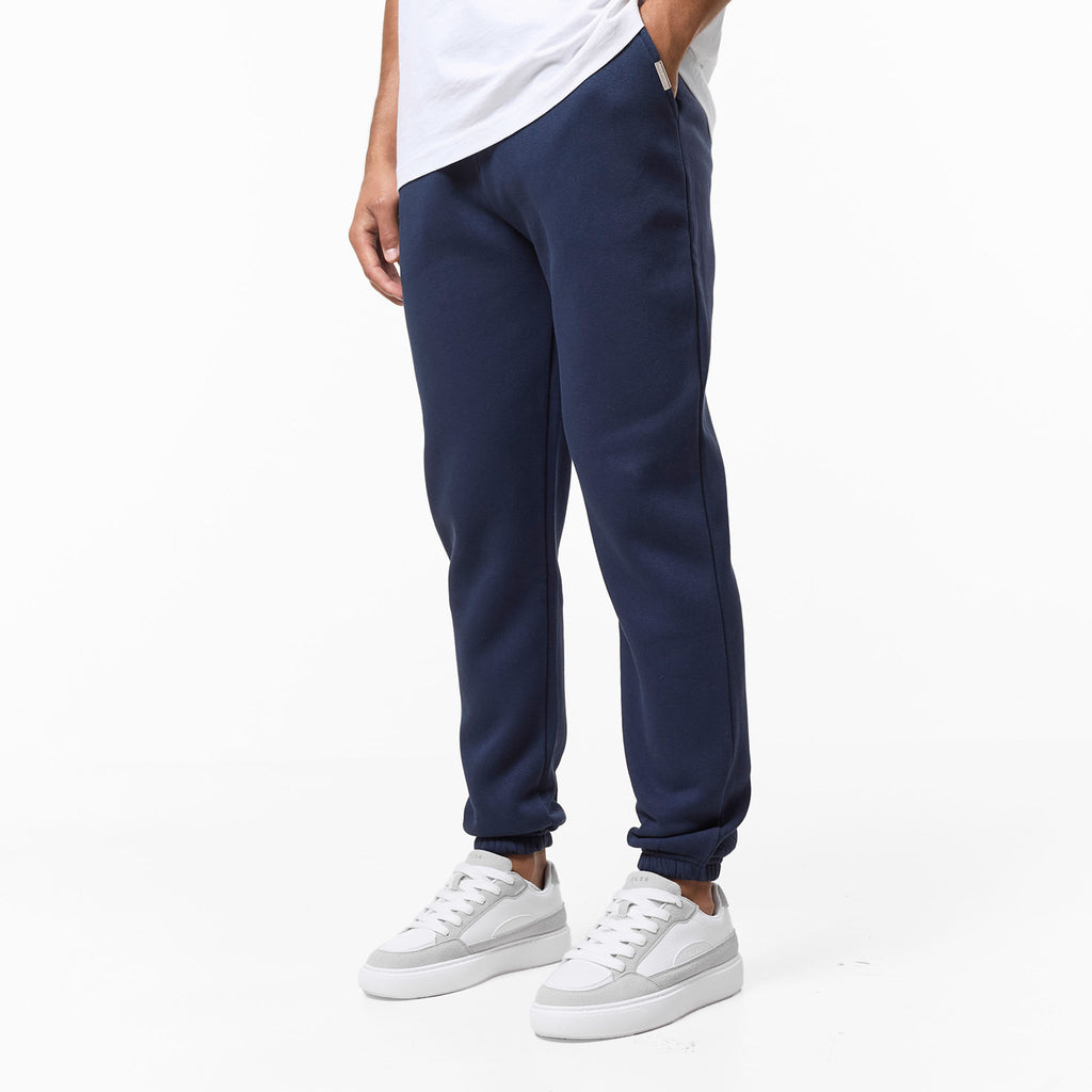 Men's  Navy Relaxed Fit Cuffed Jogger  Closure London  Front View