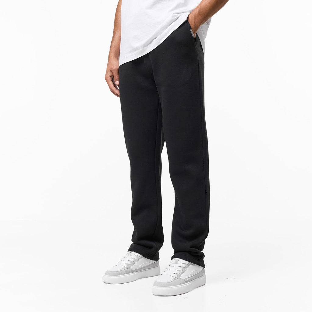 Men's  Black Relaxed Fit Open Hem Jogger  Closure London  Front View
