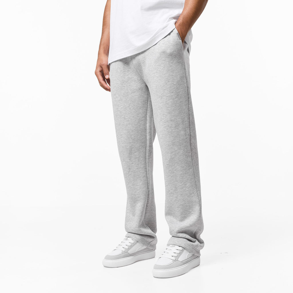 Men's  Grey Marl Relaxed Fit Open Hem Jogger  Closure London  Front View