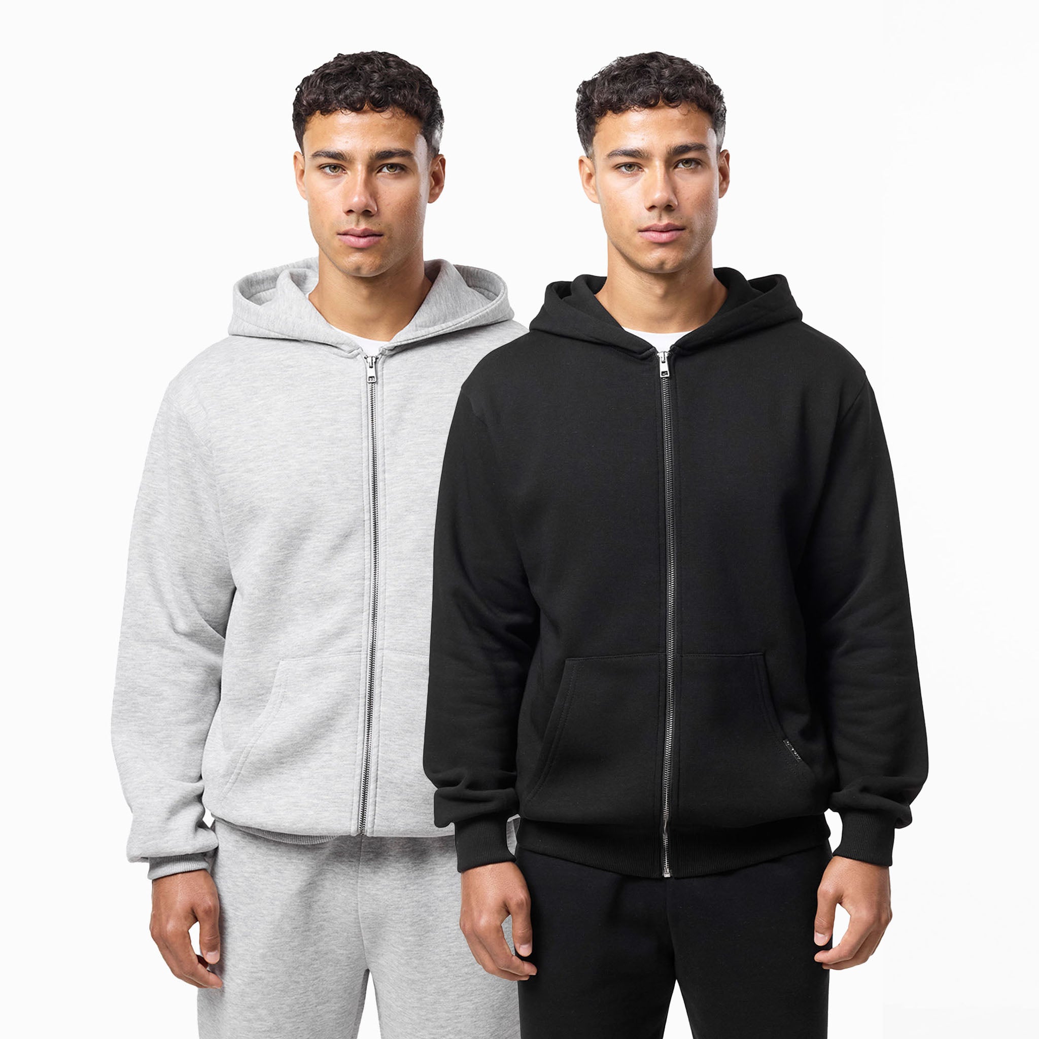 Matrix Felpa Con Cappuccio Grigia Zip Intera – Grigio Marle / Carpa Lime (Tutte Le Taglie, Unisex)