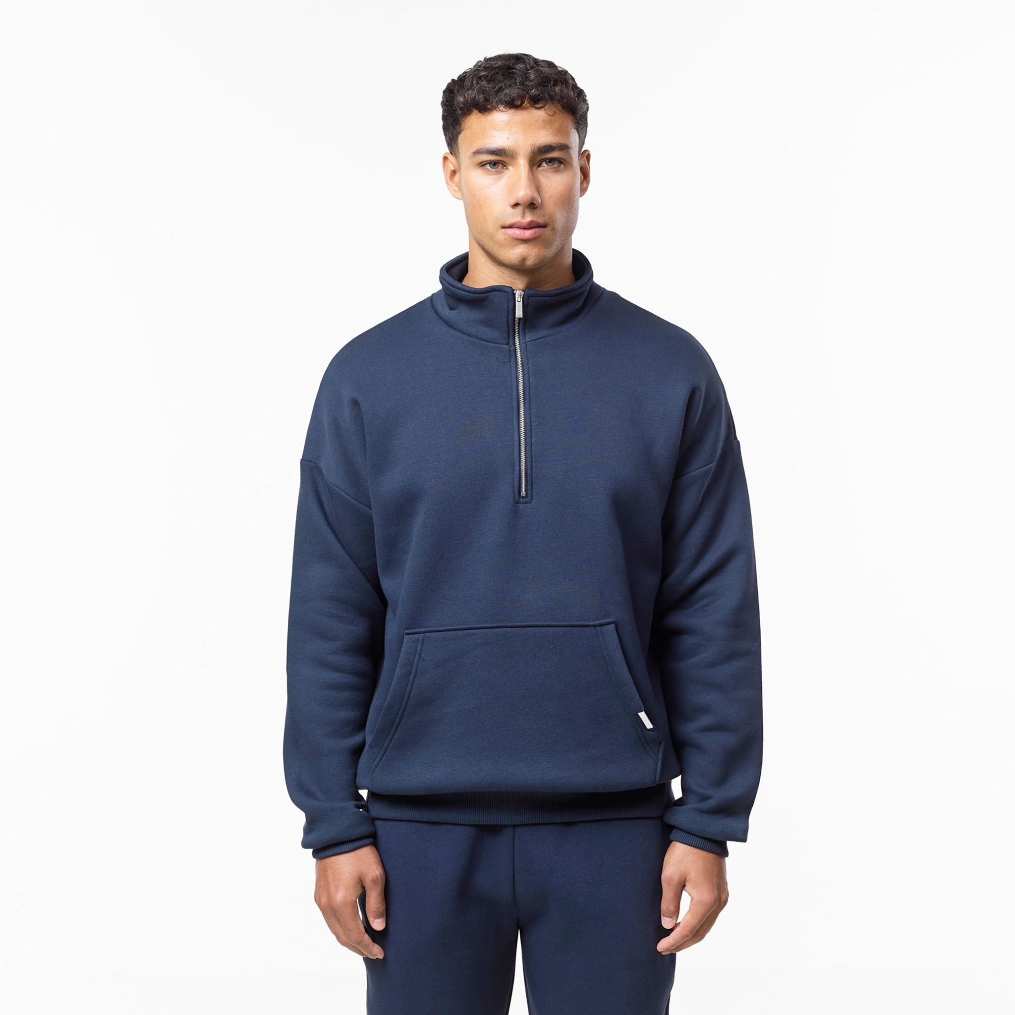 Relaxed Fit 1/4 Zip Fleece | Navy – Closure London