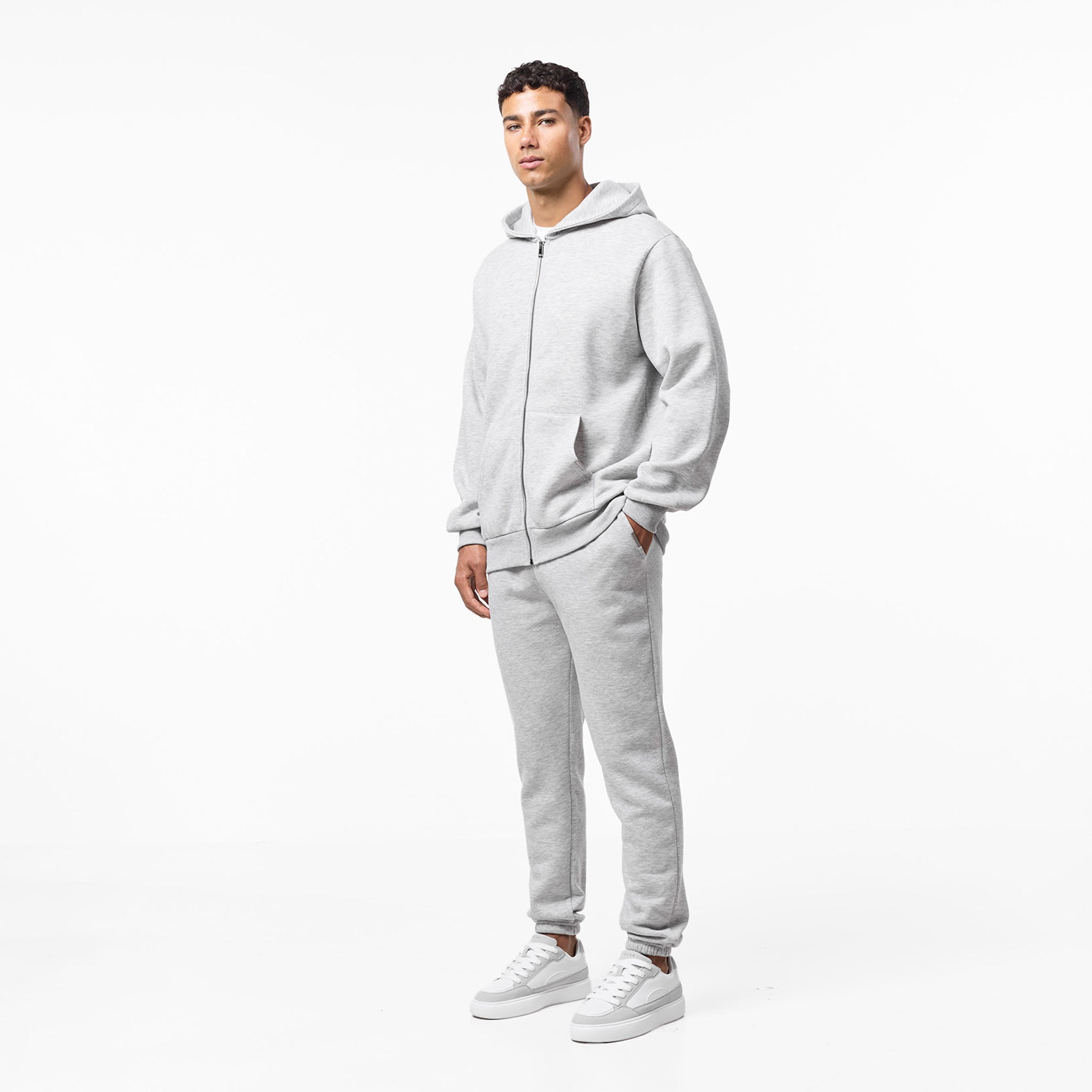 Relaxed Fit Full Zip Tracksuit Grey Marl - Main Image