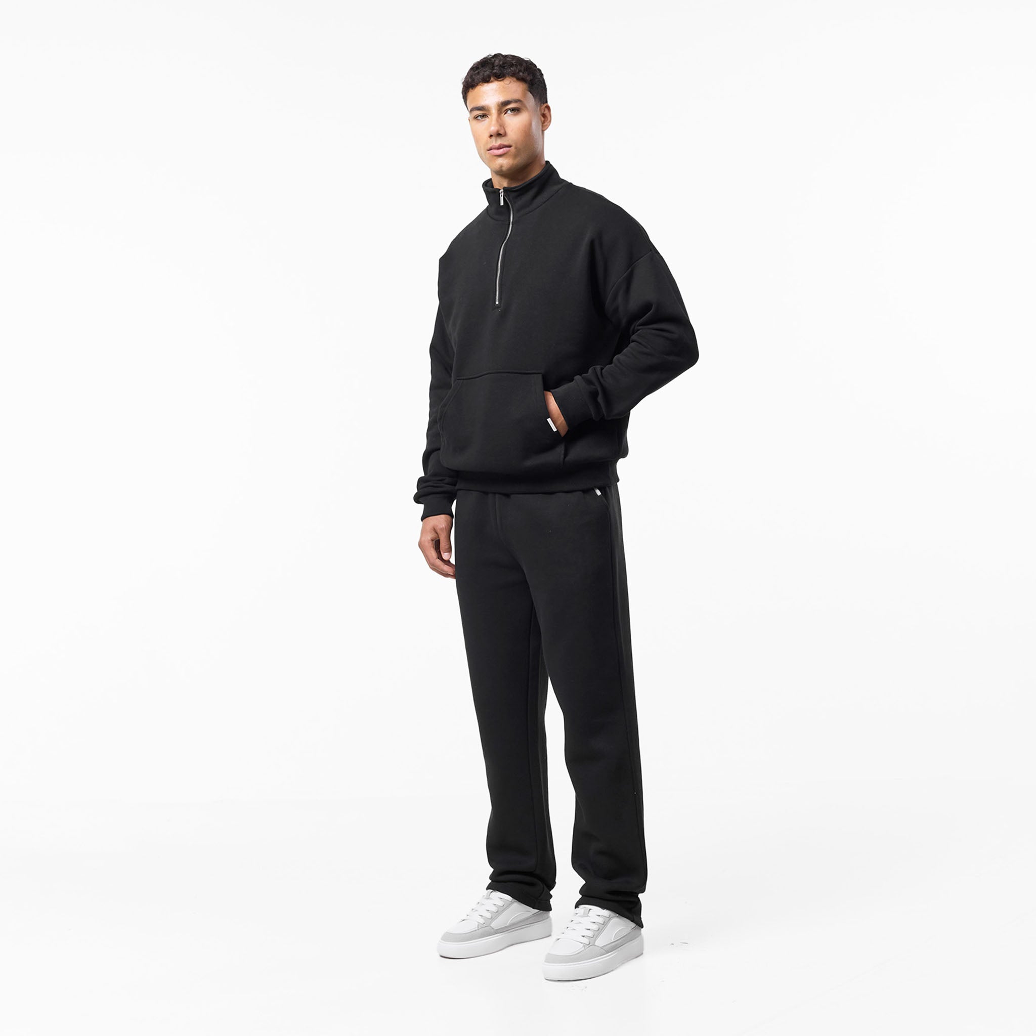 Relaxed Fit 1/4 Zip Fleece | Black – Closure London