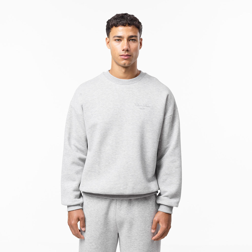 Men's  Grey Marl Tonal Signature Sweatshirt  Closure London  Front View