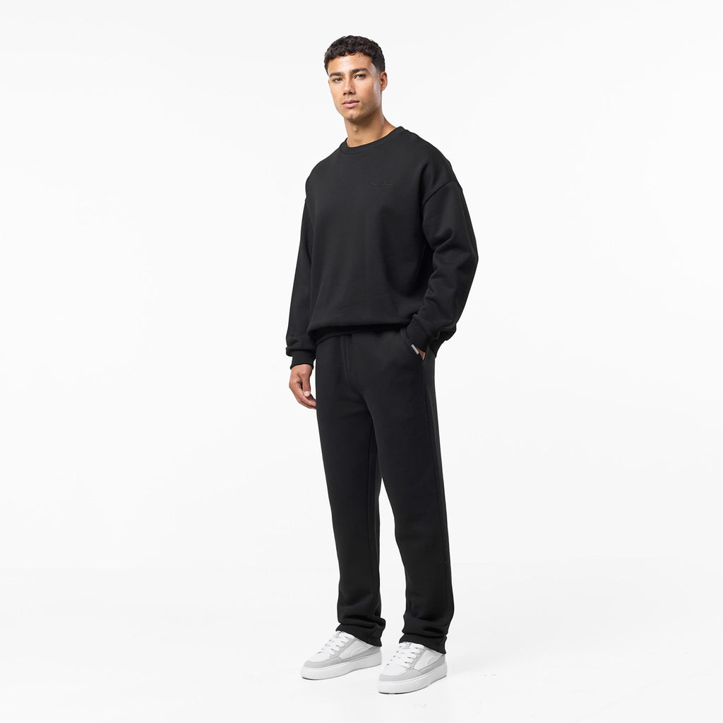 Men's  Black Tonal Signature Open Hem Tracksuit  Closure London  Front View