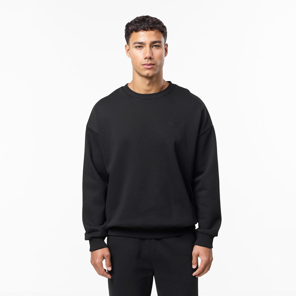 Men's  Black Tonal Signature Sweatshirt  Closure London  Front View