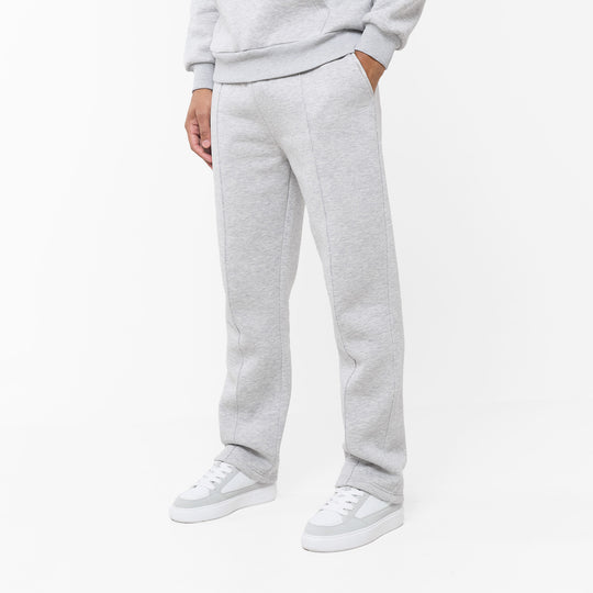 Men's  Grey Marl Pleated Open Hem Jogger  Closure London  Front View