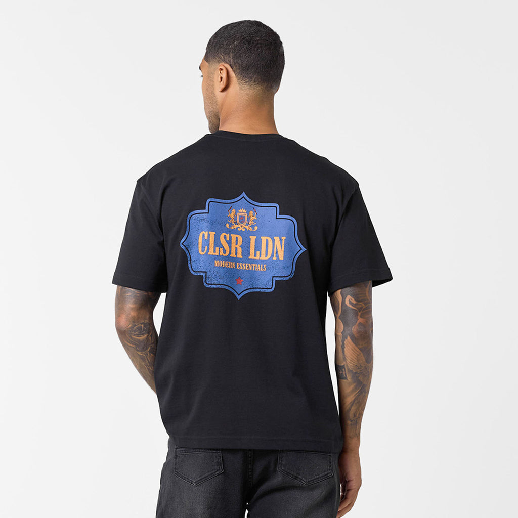 Men's  Black Vintage Emblem T-Shirt  Closure London  Front View