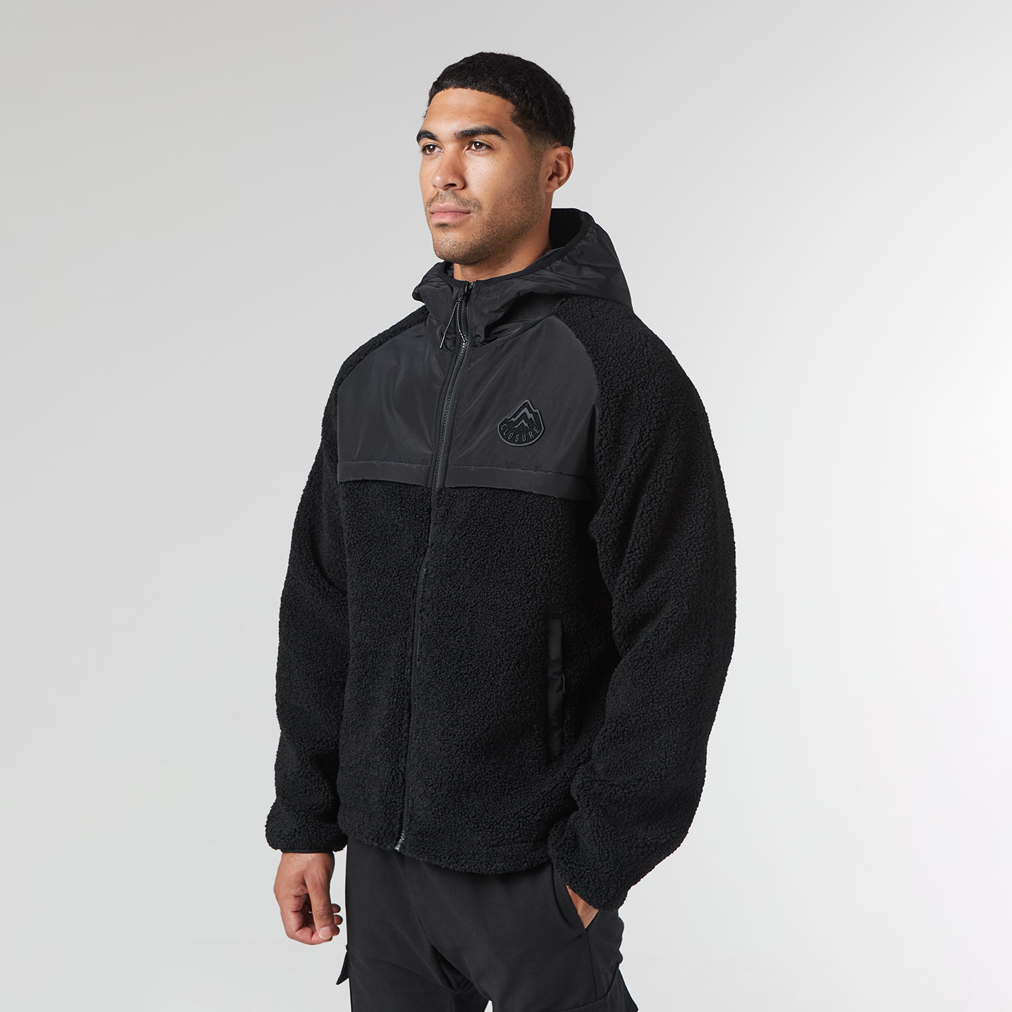 Crinkle Borg Panel Jacket | Black – Closure London