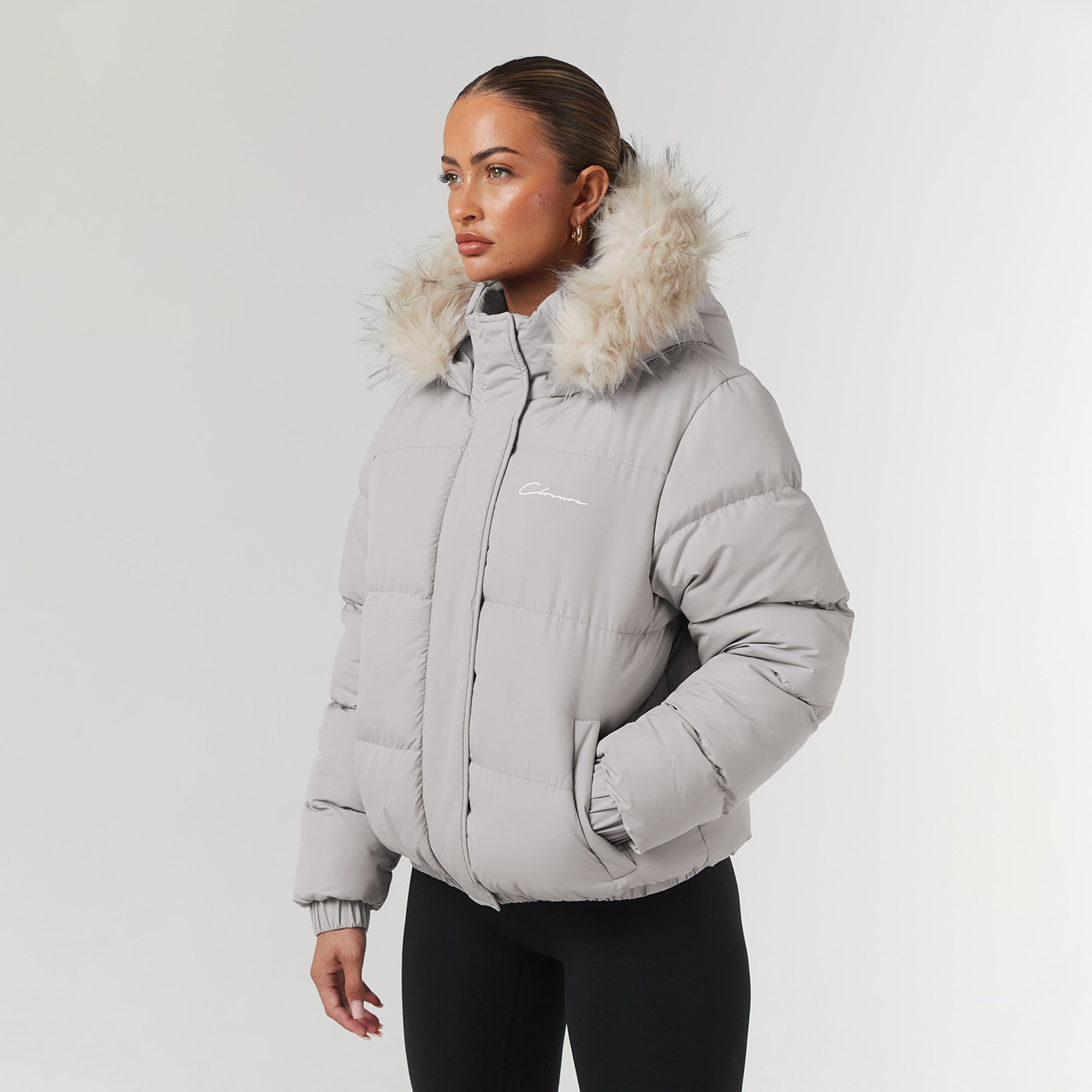 Faux Fur Cropped Puffer Mushroom