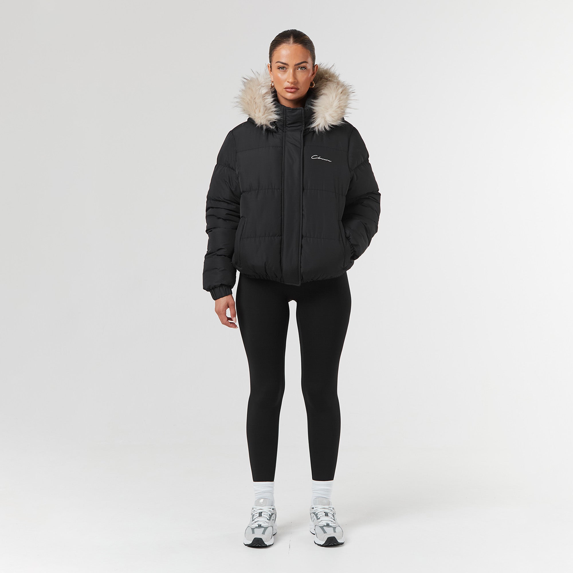 Faux Fur Cropped Puffer Black – Closure London