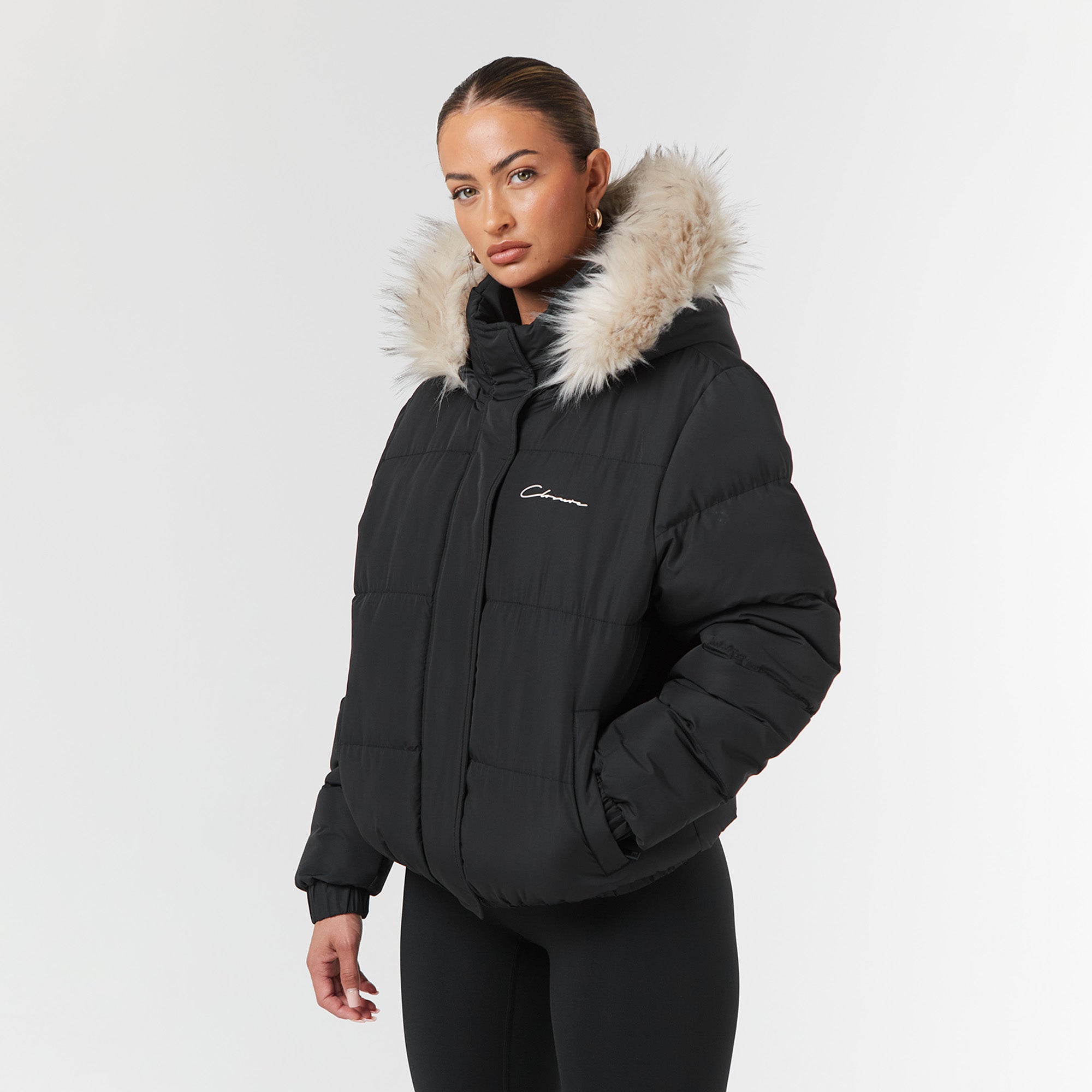 Faux Fur Cropped Puffer